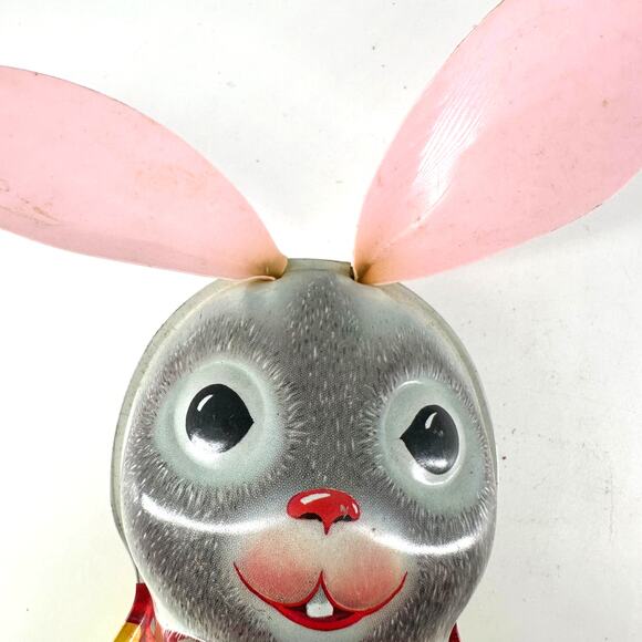 Vintage 1950s Mattel Peter Cottontail Wind Up Tin Toy Bunny with Pink Ears Works - Picture 5 of 6